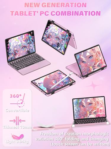 11" Convertible 2-in-1 Touchscreen Laptop, in tel N100,16GB RAM,1T SSD,FHD 1920 * 1200 IPS,Win 11 Pro PC,Backlit Keyboard, WiFi,USB-C,HDMI,Oval Trackpad,Lightweight for Business&Students