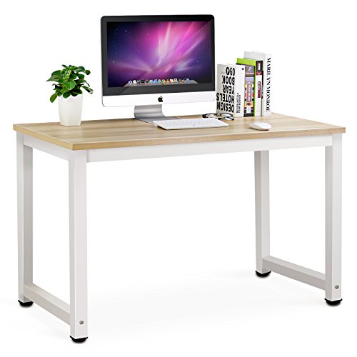 Tribesigns Modern Computer Desk, 63 x 31.5 inch Large Executive Office Desk Computer Table Study Writing Desk Workstation for Home Office, Spliced Desktop, White