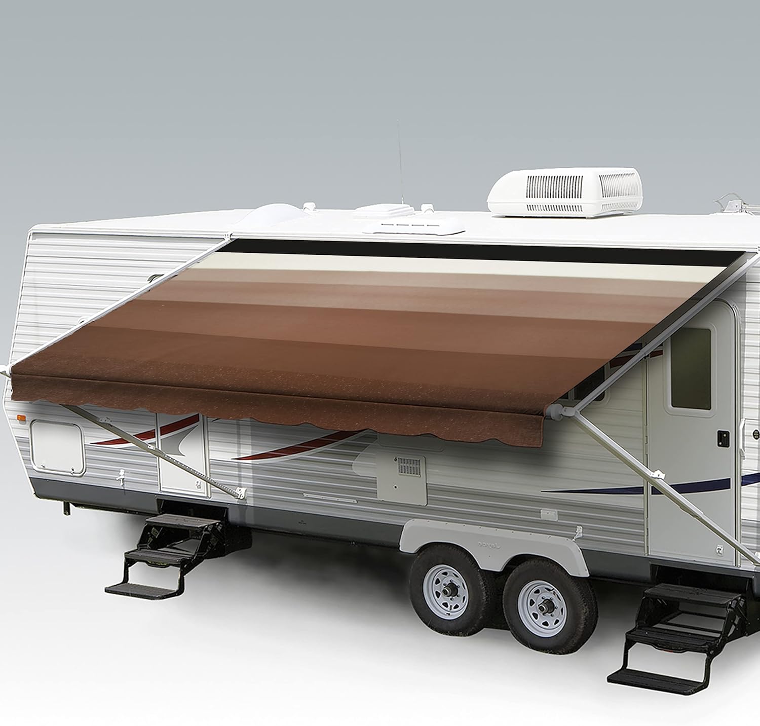 ShadePro - RV Awning Fabric Replacement - Heavy Duty Weatherproof Vinyl - Universal Outdoor Canopy for Camper, Trailer, and Motorhome Awnings - Granite - 21' (Fabric 20' 2)
