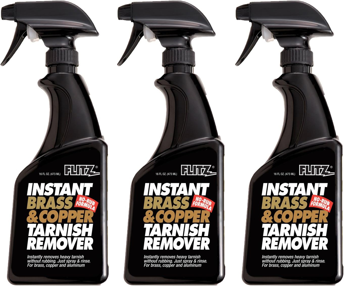 Flitz Brass and Copper Tarnish Remover, Powerful Organic Formula That Safely Removes Rust, Stains and Oxidation + Cleans Brick, Glass, Aluminum and More, Made in the USA, 16 oz Spray