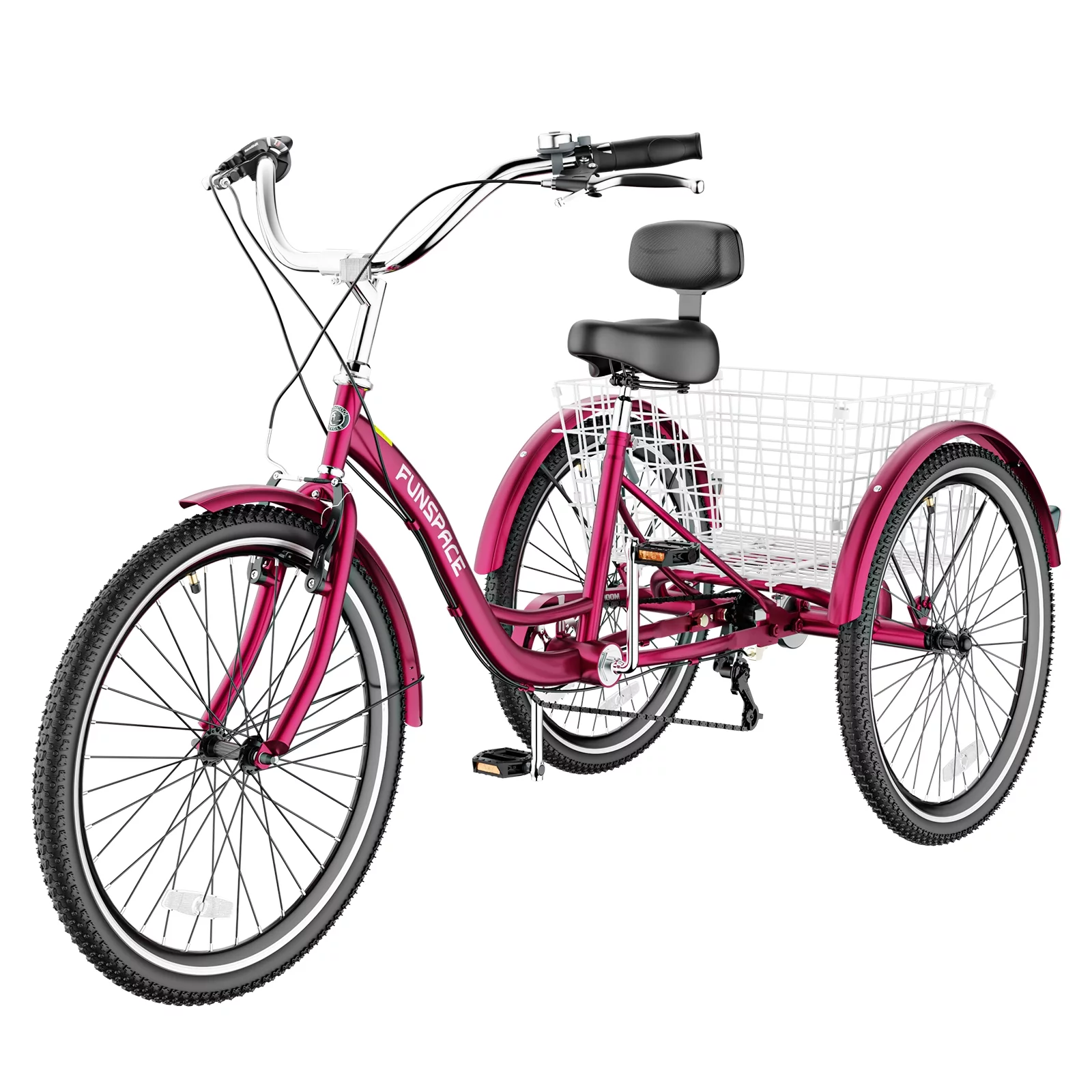 MOPHOTO Adult Tricycles 3 Wheel 7 Speed Trikes, 20/24/26 inch with Big Basket for Shopping, Picnics Exercise Men's Women's Senior's Trike