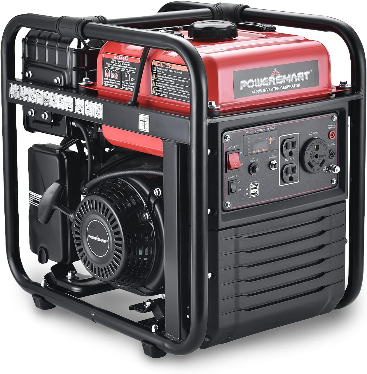 PowerSmart Inverter Generator Gas Powered - 4400W 120V Power, RV Ready & Parallel Capability, Quiet for Home Use, Portable Gasoline Generator for Outdoor