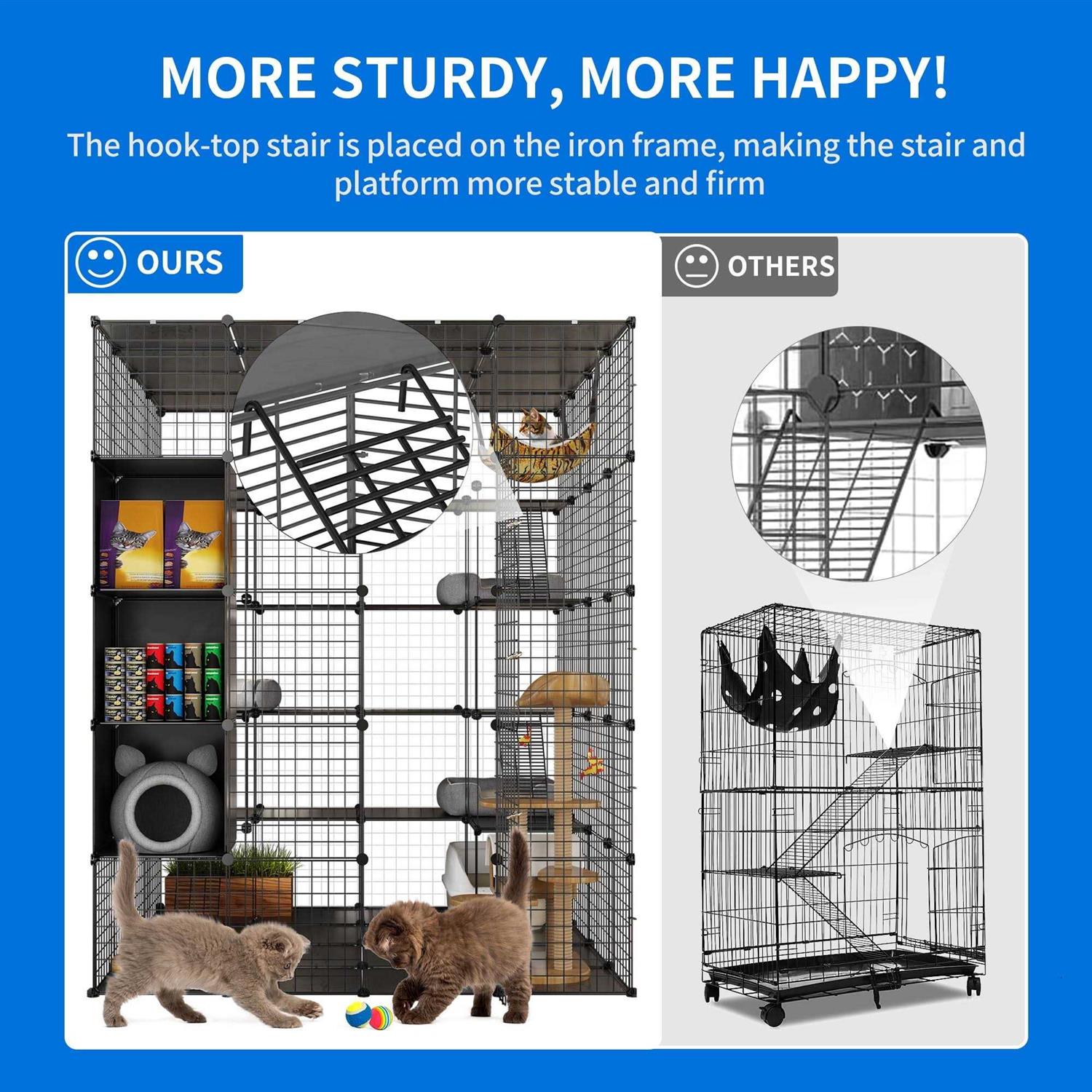 Dextrus Large Cat Cage 5-Tier Kennels with Cube Storage DIY Indoor Catio Enclosure Spacious Cat Playpen with Hammock - Pet Supplies online store