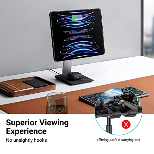 PITAKA Magnetic Wireless Charging Stand Holder Only for MagEZ Case Pro for iPad Pro/iPad mini 6 [MagEZ Charging Stand] Adjustable iPad Stand with 15W Wireless Charging Base for Smartphone