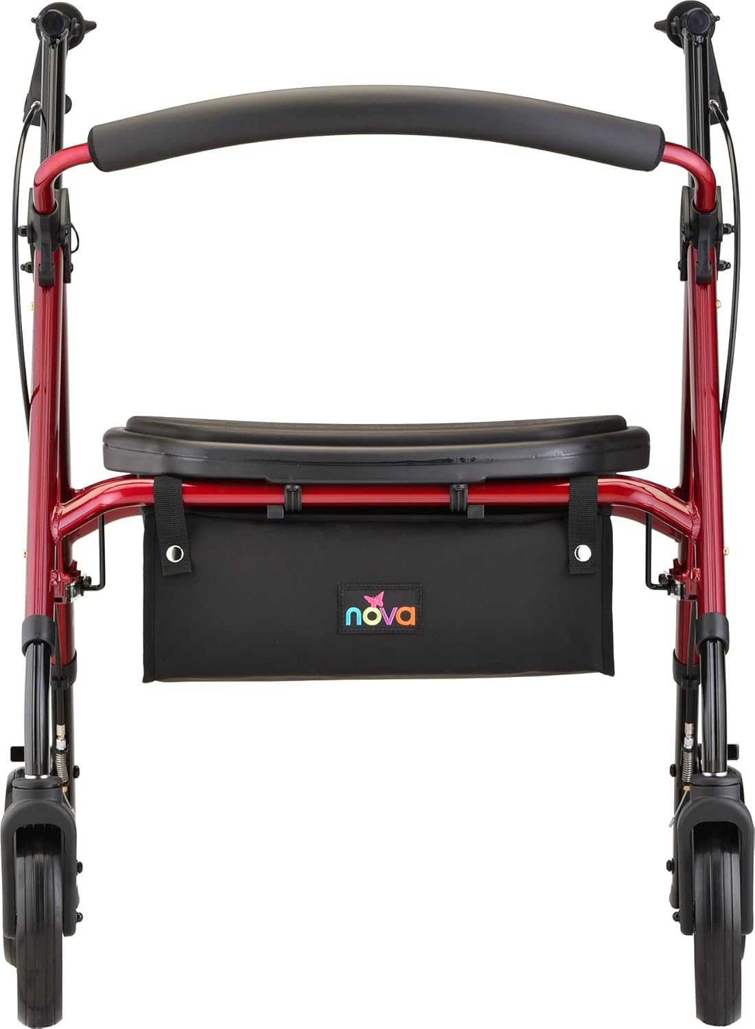 NOVA Medical Products Star 8 DX Heavy Duty Extra-Wide Rollator, 450 lb. Weight Capacity, Red