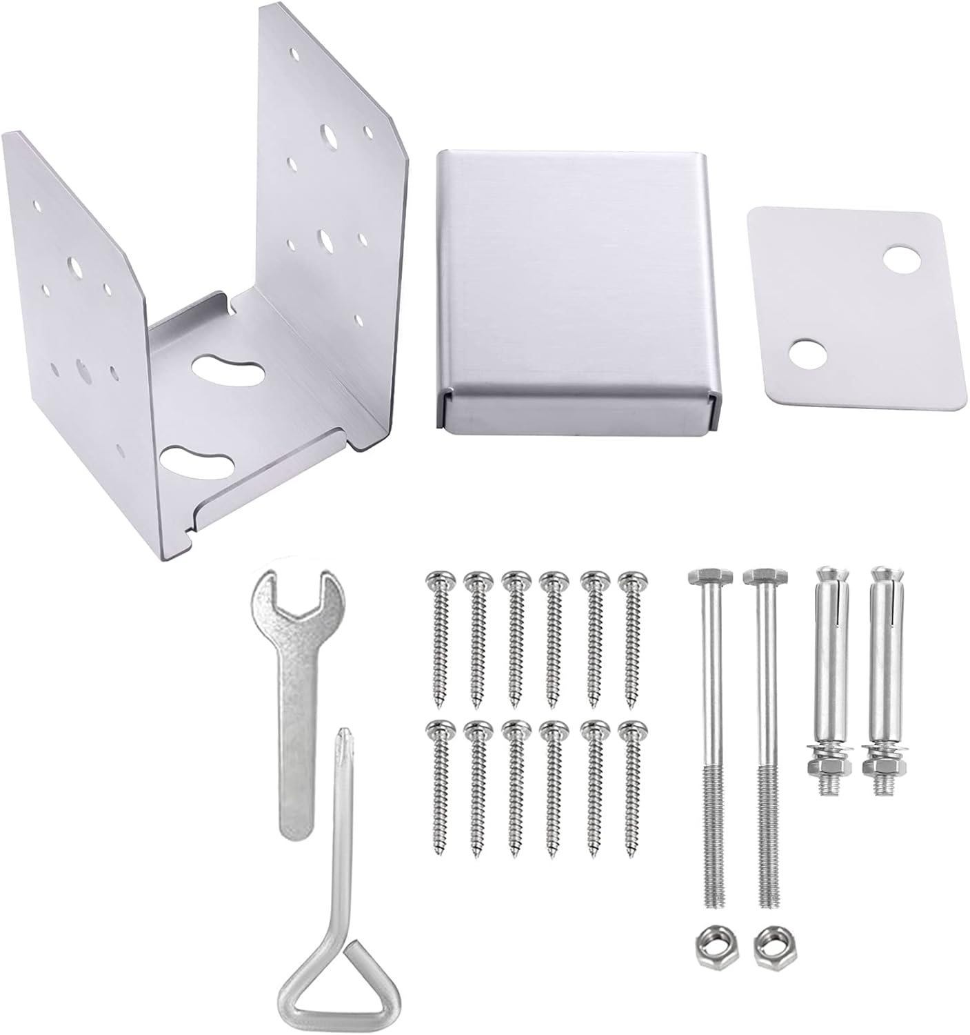 SPACEEUP Post Base 4"x4" Post Anchor 3pcs Adjustable Post Base Stainless Steel Concrete Post Anchor for Pavilion Deck Railing Support Decorative Anchor Plate