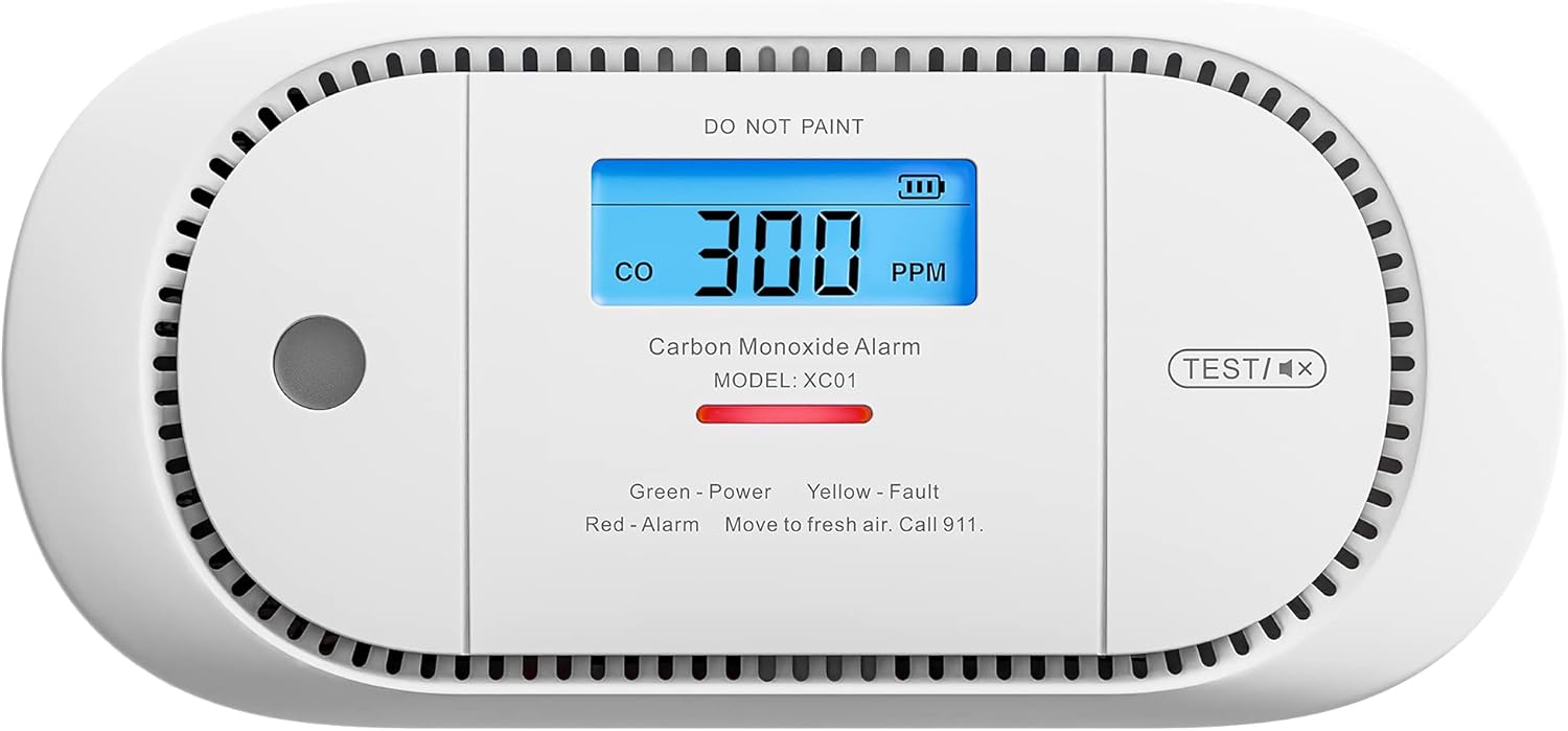 X-Sense Wireless Interconnected Carbon Monoxide Detector, Replaceable Battery Powered CO Alarm with Digital Display and Peak Value Memory, XC01-WR, Pack of 2