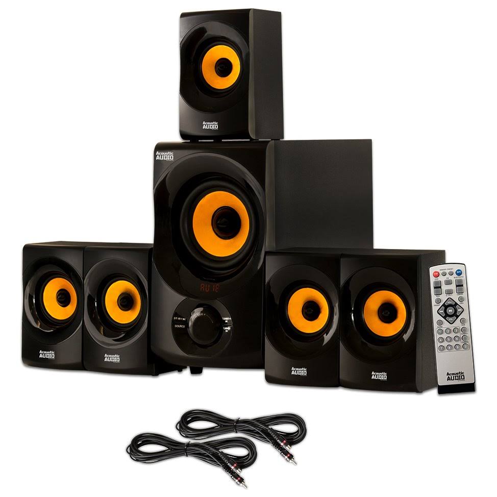 Acoustic Audio AA5170 Home Theater 5.1 Bluetooth Speaker System with FM and 2 Extension Cables
