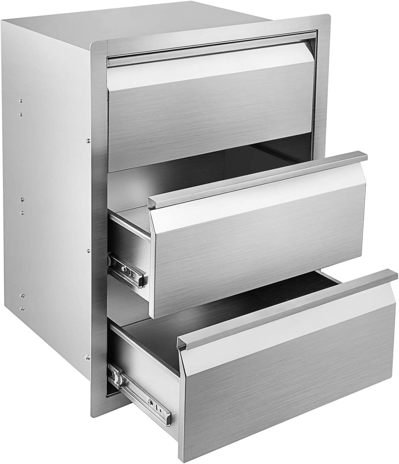 Hottoby Outdoor Kitchen Drawers Stainless Steel Double Access BBQ Drawers Box Frame Style Flush Mount for Outdoor Kitchen Cabinets& BBQ Island/Grill(18''x20''x15'' 304BBQ Storage Double Drawers)