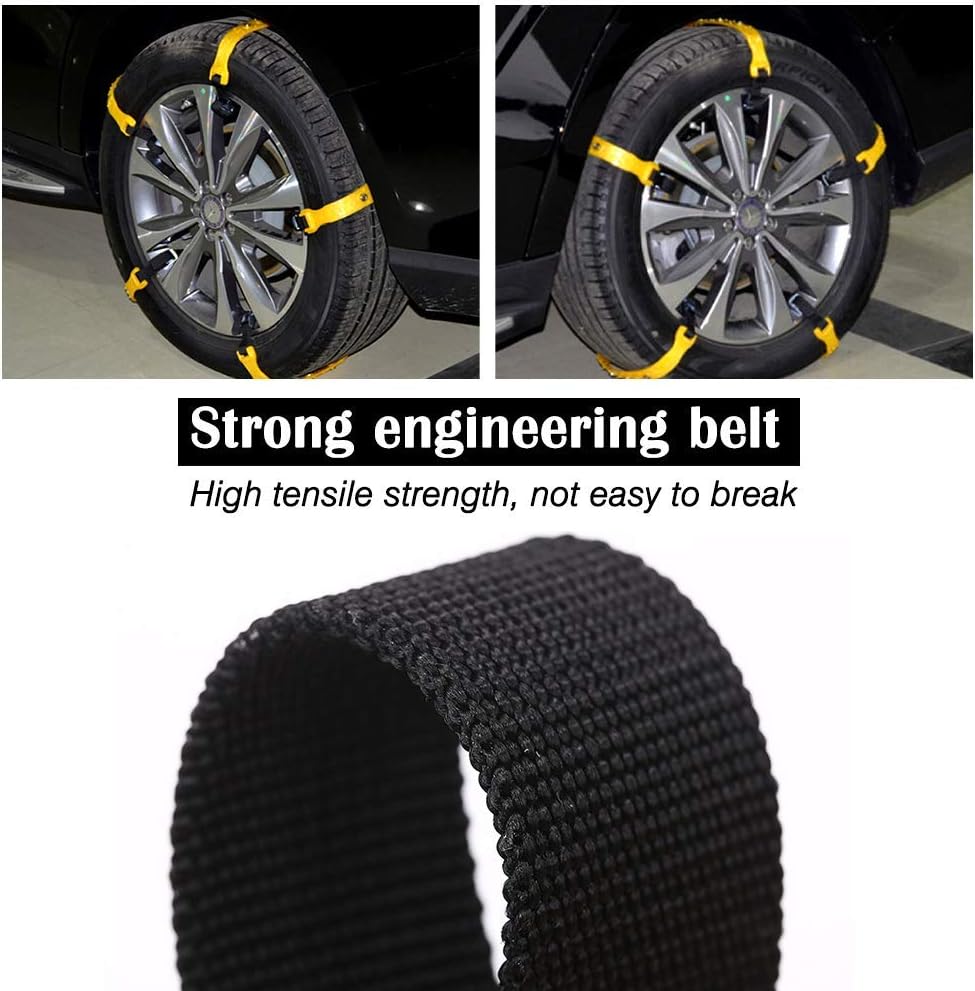 Jeremywell Snow Chains Anti-Skid Anti Slip Emergency Snow Tire Chains - Portable Emergency Traction Snow Mud Chains Universal Adjustable 10pcs Car Security Chains for SUV and Cars (Yellow-10pcs) Pack of 2