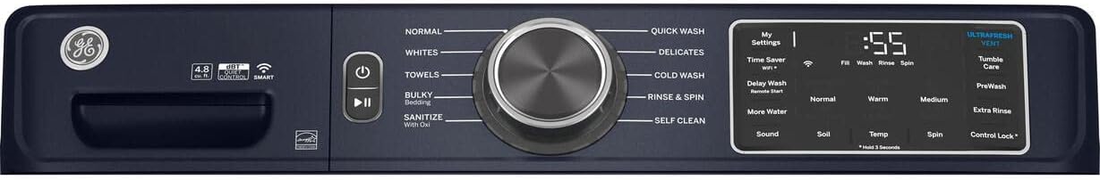 GE GFW550SPRRS 28 Inch Smart Front Load Washer with 4.8 cu. ft. Capacity, 1300 RPM, Time Saver Option, Connects with Amazon Alexa, in Saphire