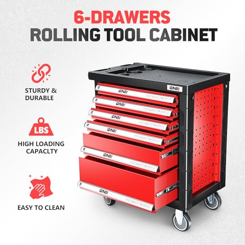 DNA MOTORING 7-Drawer Rolling Tool Cabinet Chest with Keyed Locking System Non-Slip Mat, for Garage Warehouse Workshop, Green, TOOLS-00399