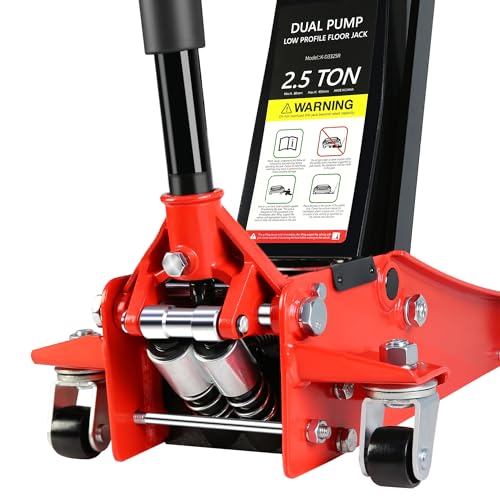 2.5 Ton Floor Jack,Low Profile Steel Racing Floor Jack with Dual Pistons Quick Lift Pump,Hydraulic floorjack,Lifting Range 3.5"-19.5",Blue