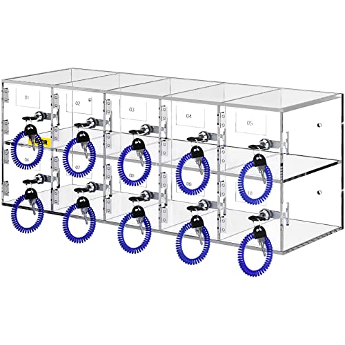 VEVOR Cell Phone Storage Locker, 20 Slots Acrylic Material with Door Locks and Keys, Wall-Mounted Cabinet Pocket Office Classroom Gym Box, Clear