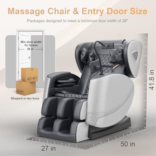 2025 Massage Chair Full Body, Zero Gravity Massage Chair with 10 Fix Rollers, Heating, Foot Massage, Auto Modes, Bluetooth Speaker, Touch Screen Controller (Black & Brown)