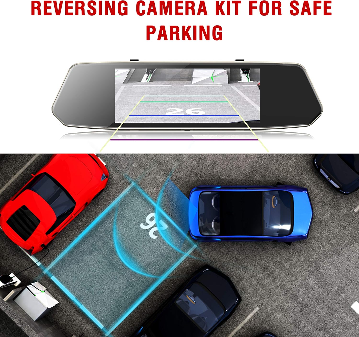 7 Dual Mirror Dash Cam Front and Rear FHD 1080P Car Camera Touchscreen Rear View Mirror Camera Waterproof Backup Camera with Parking Assistance Motion Detection