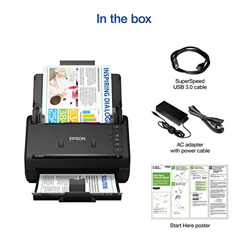 Epson Workforce ES-400 II Color Duplex Desktop Document Scanner for PC and Mac, with Auto Document Feeder (ADF) and Image Adjustment Tools, ES-400 II