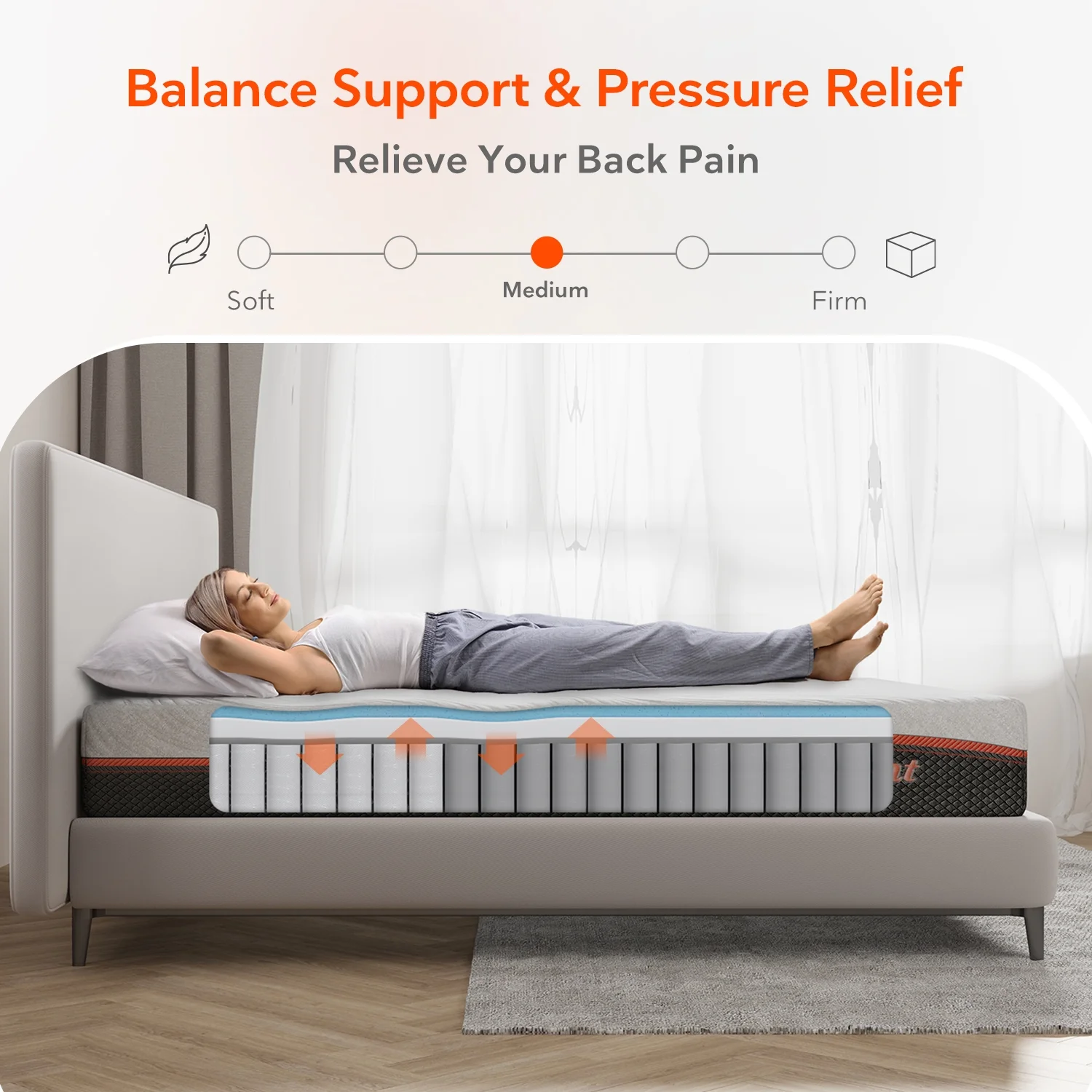 Sweetnight Dreamy 12" Adult Gel Memory Foam Pocket Spring Hybrid Mattress, Queen Size