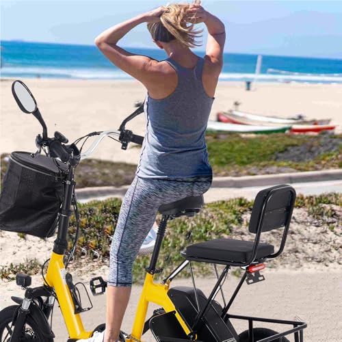 Electric Tricycle for Adults Foldable, 350W(Peak 500W) Folding Electric Trike, 3 Wheel Bikes for Adults with 480Wh Removable Battery, Trike Ebike with 2 Seats and Large Basket for Seniors Women