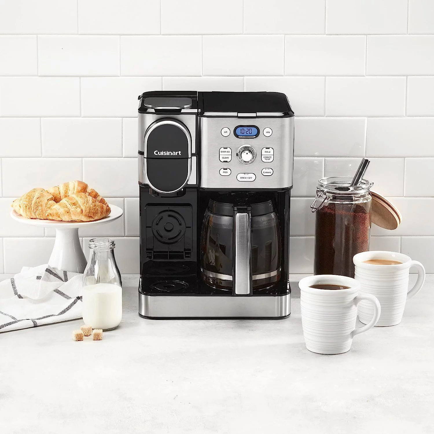 Cuisinart SS-15W Maker Coffee Center 12-Cup Coffeemaker and Single-Serve Brewer, White Stainless Steel