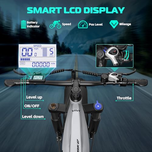 Vivi ACE01 Electric Bike for Adults, 26" x 4.0 Fat Tire Ebike, 1475W Peak Motor Torque Sensor Electric Mountain Bike, 25MPH Electric Bicycle with 48V 15AH Battery, 7 Speed, Hydraulic Brake, UL 2849