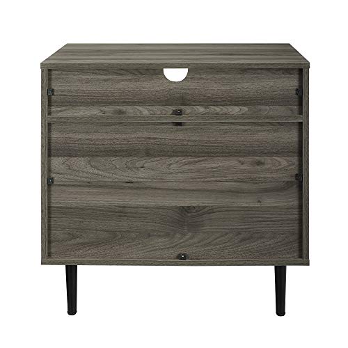 Walker Edison Modern Wood Nightstand Side Table Bedroom Storage Drawer and Shelf Bedside End Table, 25 Inch, Slate Grey