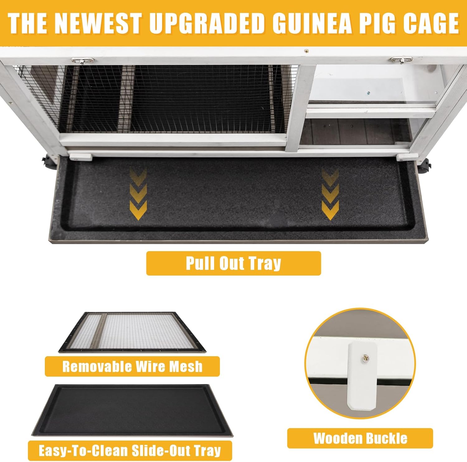 Guinea Pig Cages Indoor, Rabbit Cage on Wheels, Easy Clean Hamster Cage with Pull Out Tray, Small Animals Cage with Ramp Large Habitat for Hedgehog Gerbil & Rat