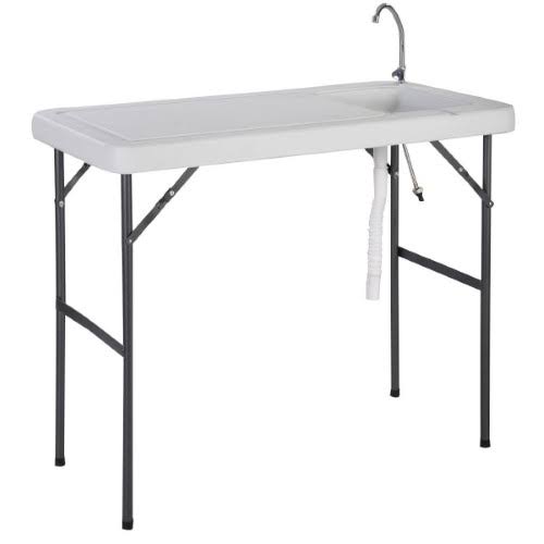 Folding Portable Fish Hunting Cleaning Cutting Table Camping Sink Faucet Silver