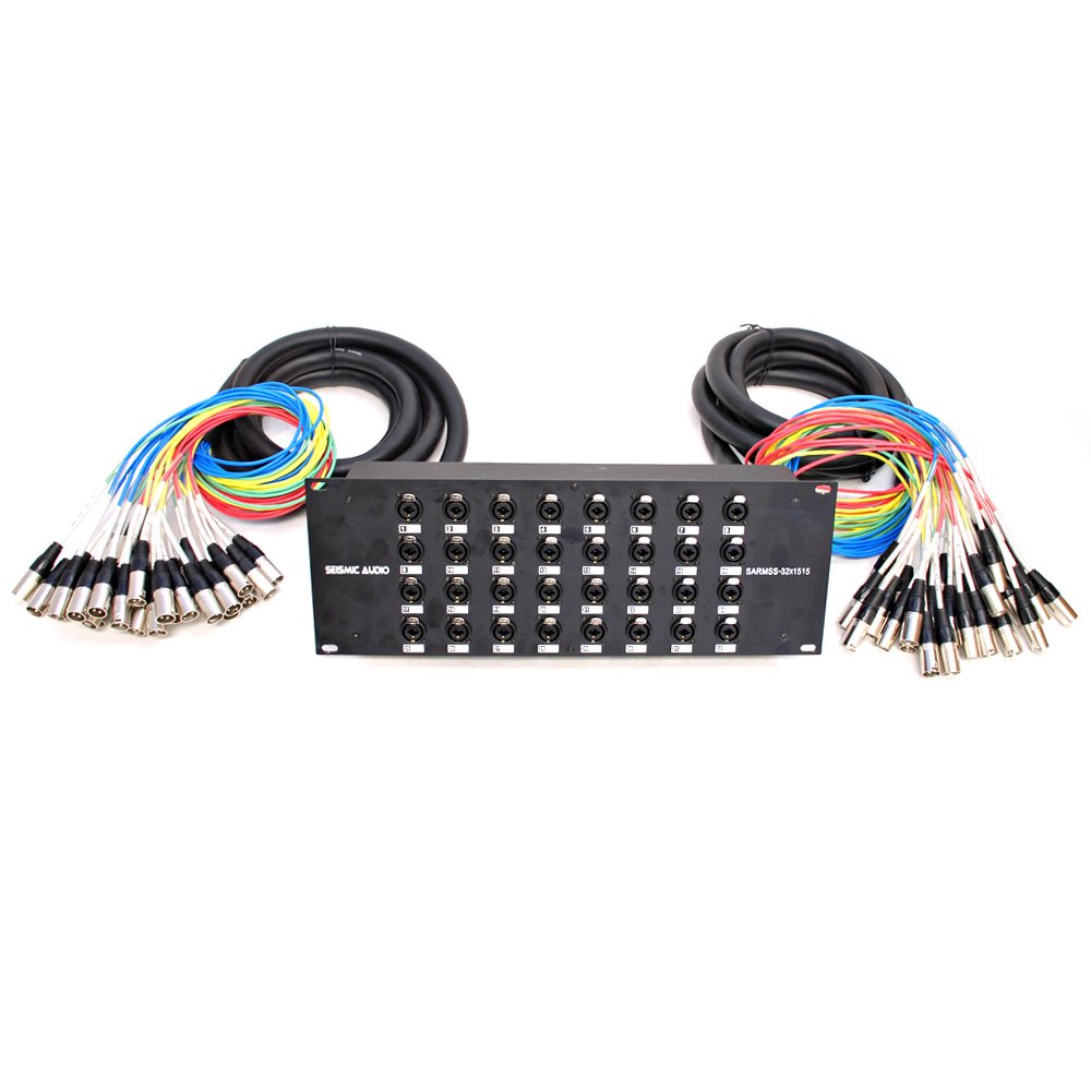 Seismic Audio Rack Mount 32 Channel TRS Combo Splitter Snake Cable-5' and 30' XLR Trunks (SARMSS-32x530)