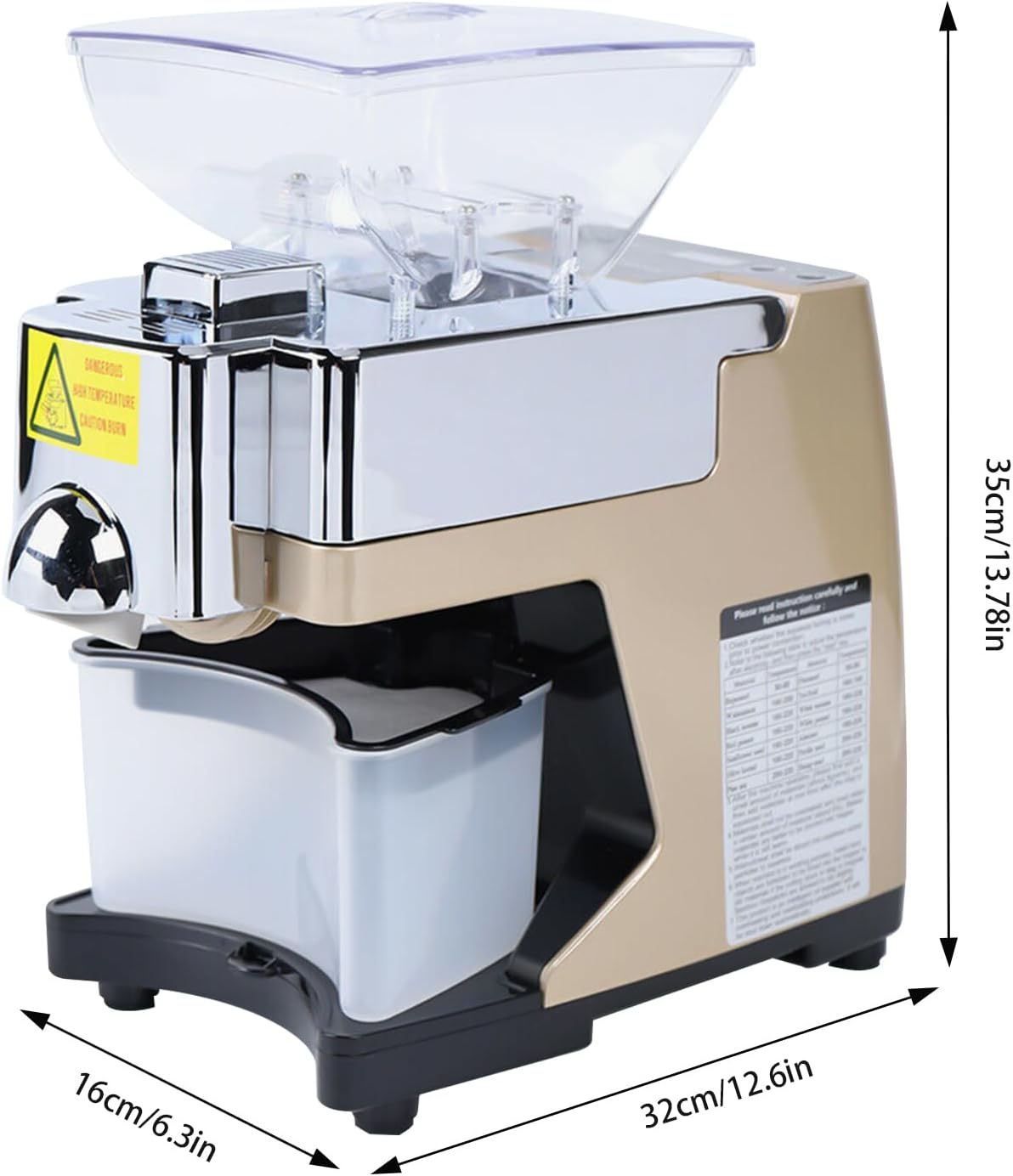 Fully Automatic Oil Press Machine, 530W Cold & Hot Oil Extractor, Stainless Steel Oil Expeller Press Mill, Household Organic Oil Press Mill Presser Maker