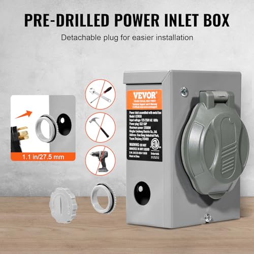 VEVOR 200A Generator Transfer Switch, 48000W Manual Transfer Switch, Heavy Duty Double-Throw Power 120/240V, Meeting NEMA 3R Standards, for Outdoor, Indoor, and Portable Generator ETL Certification