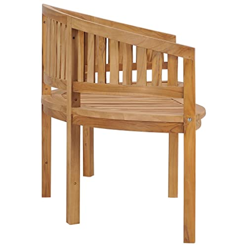 Banana Bench 70.9" Solid Teak Wood,Stylish BananaShaped Teak Wood Bench for Garden, Patio or Living Room Patio Seating Furniture