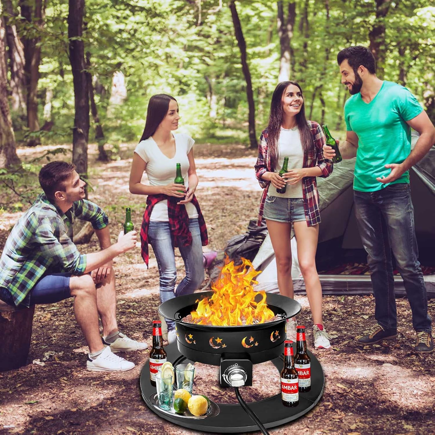 FOOPIT Portable Propane Fire Pit Camping Small Smokeless Gas Firepit Outdoor Fireplace Round Steel Bonfire Pits for Outside