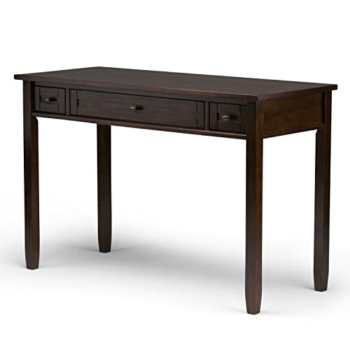 SIMPLIHOME Warm Shaker SOLID WOOD Hickory Brown 48 inch Wide Home Office Desk, Writing Table, Workstation, Study Table Furniture in White with 2 Drawers