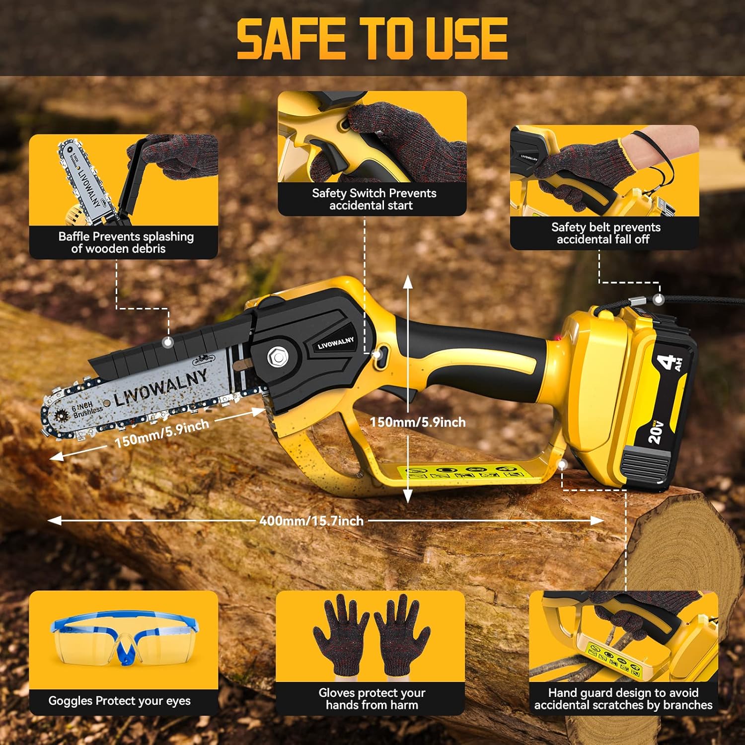 Cordless Mini Chainsaw for Dewalt 20V Battery Cordless Vacuum Cleaner for DeWALT 20v/18v Battery