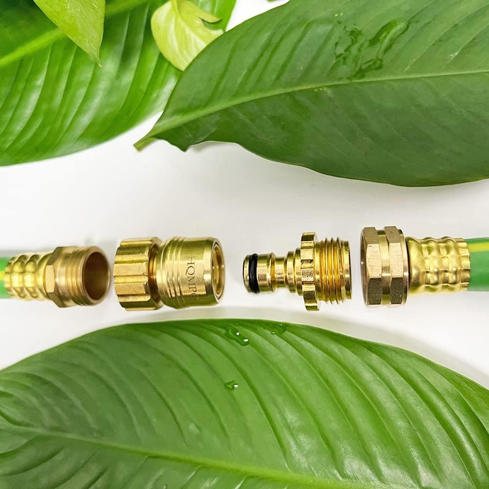 HQMPC Lead Free Garden Hose Quick Connect Brass Hose Quick Connect Quick Release Hose ConnectorWater Hose Connectors 3/4" GHT (6 Sets) Pack of 2