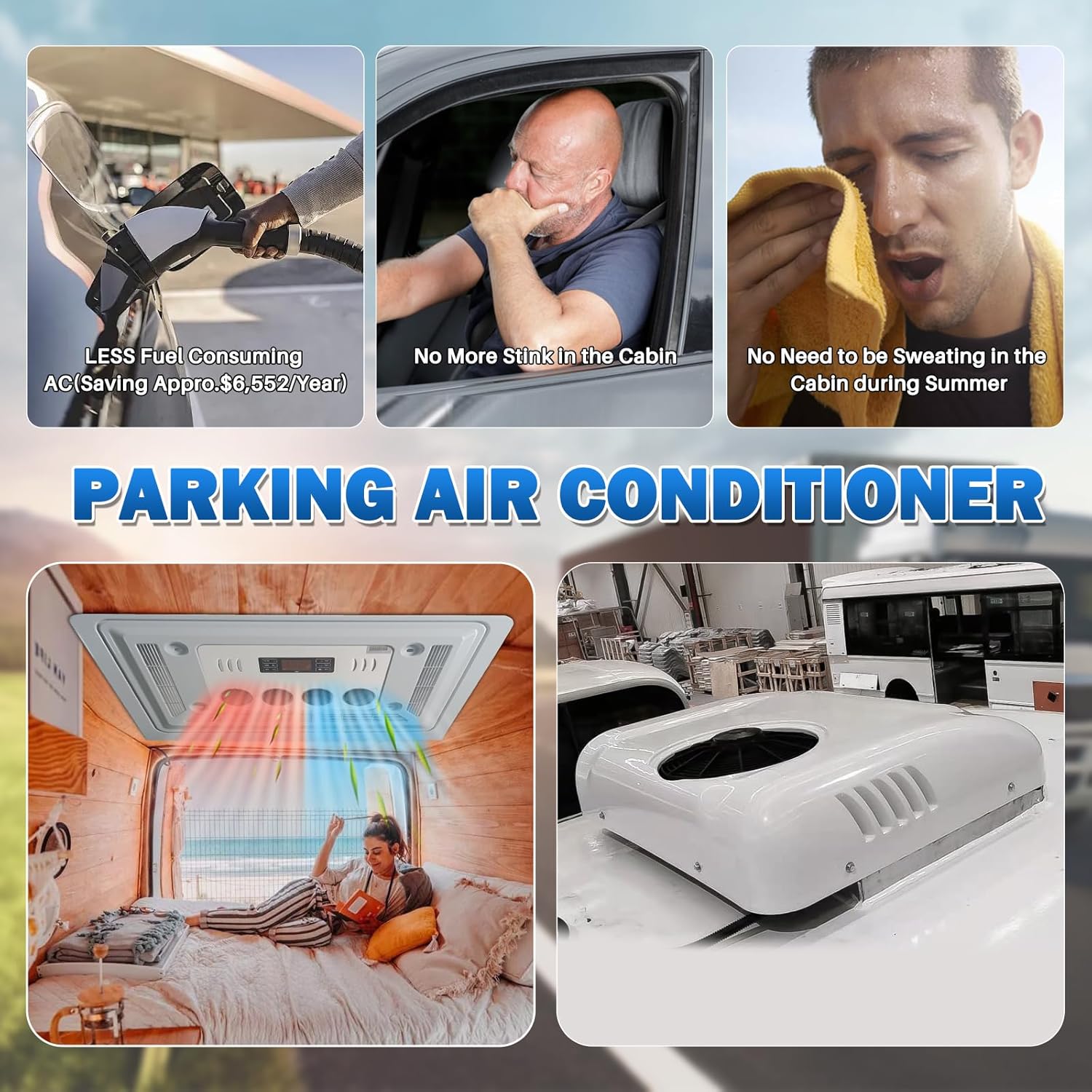 RV Rooftop Air Conditioner w/Heat 12 Volt, Campervan 13000BTU 12V Air Conditioner, Rapid Cooling 12 Volt Air Conditioner 2 in 1 for Van, RV, Yacht, Golf Carts, Road Machine, Caravan, Buses