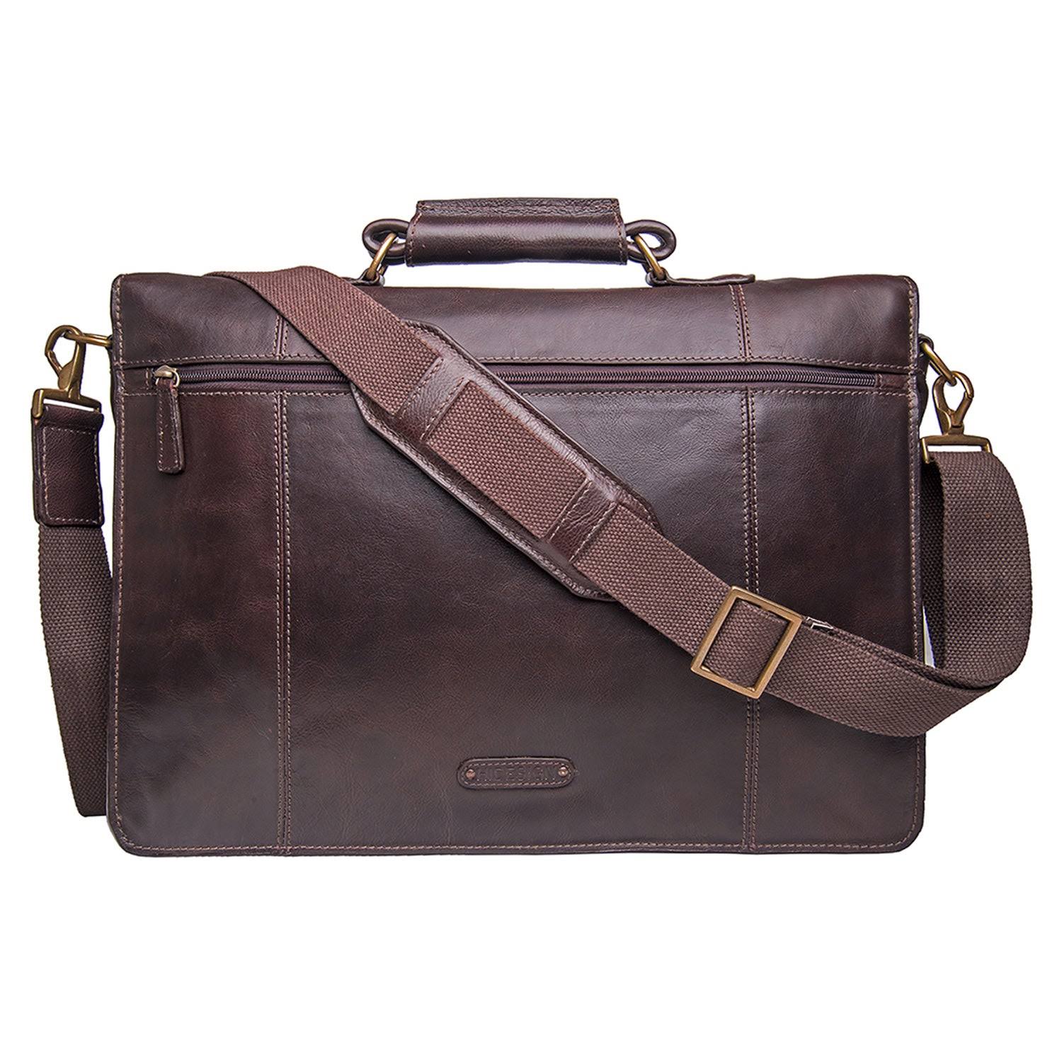 Hidesign Parker Leather Laptop Briefcase Black