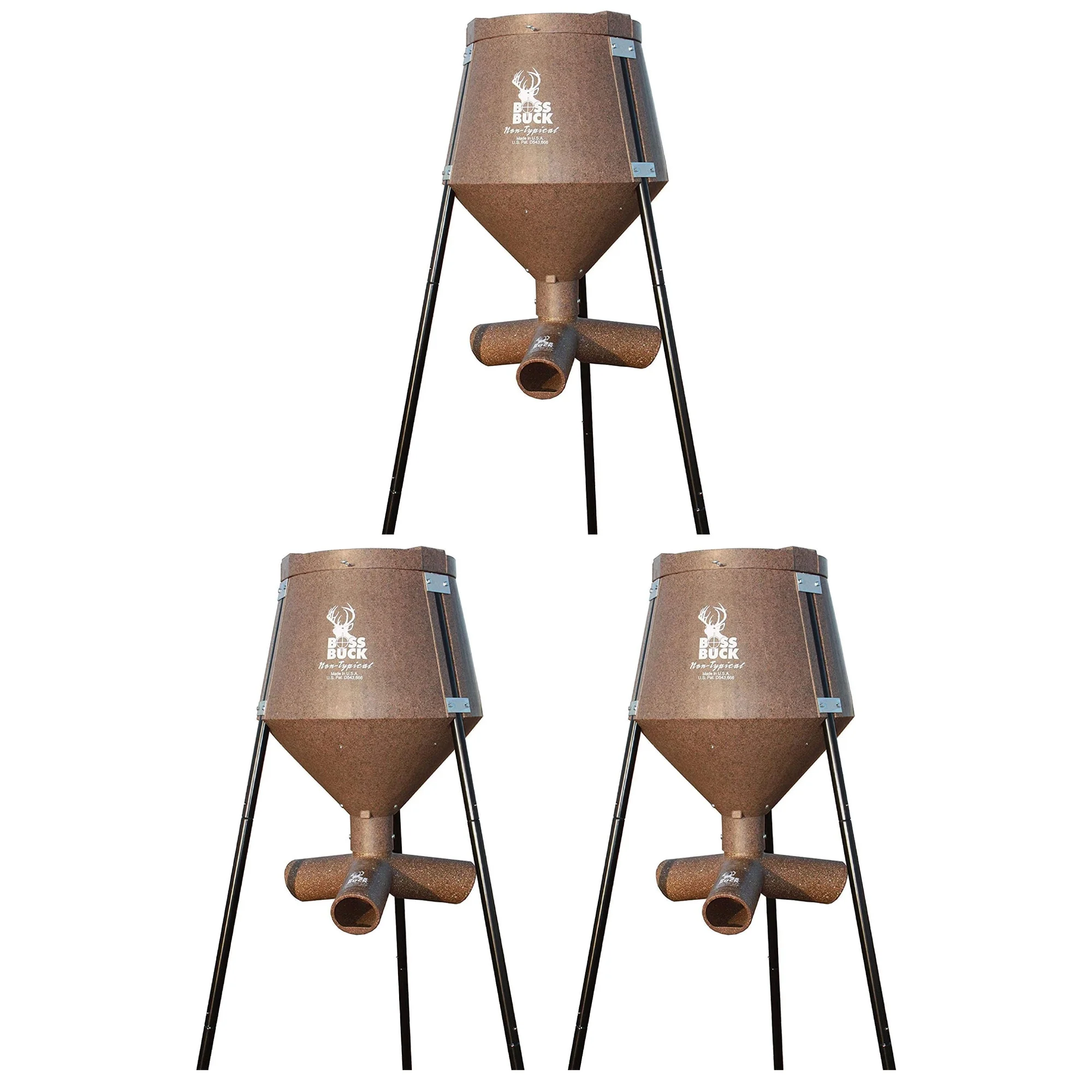 Boss Buck Gravity Fed Tripod Deer Corn & Protein Pellet Feeder (3 Pack)
