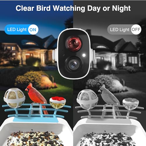 Bird Feeder with Camera, 1296P HD AI Identify Smart Bird Feeder Solar Powered, Auto Capture Bird Videos & Motion Detection, Bird Feeder Camera Wireless Outdoor Gift for Bird Lovers (Blue)