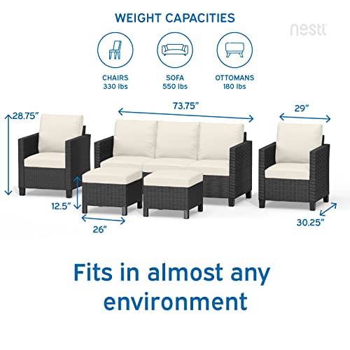 Nestl Patio Furniture Set - Outdoor Patio Furniture Sets, Patio Sectional Furniture Set, 5 Piece Patio Furniture Sets, Patio Conversation Sets, Brown Wicker Patio Furniture Sets with Beige Cushions