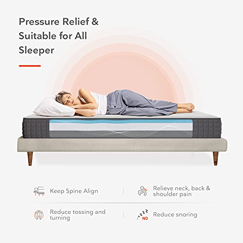 Sweetnight Full Mattress, Breeze 10 Inch Full Size Mattress, Infused Gel Memory Foam Mattresses for Cool Sleep, Supportive & Pressure Relief, Medium Firm
