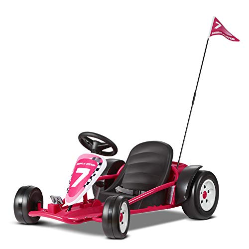Radio Flyer 36V Battery-Powered Kids Electric Go-Kart with Adjustable Seat, Rubber Wheels, Grey