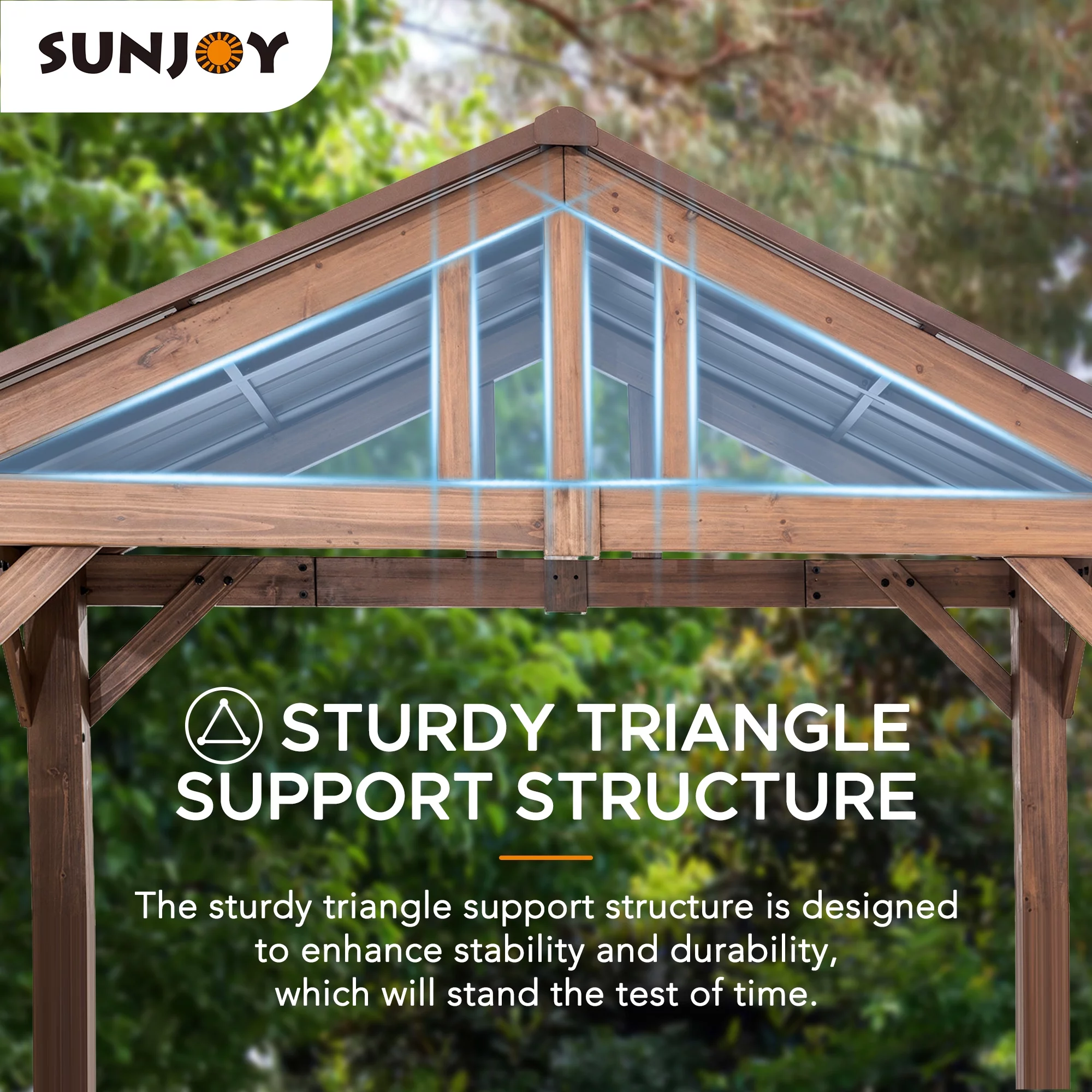 Sunjoy 9 ft. x 6 ft. Cedar Wood Hardtop Grill Gazebo