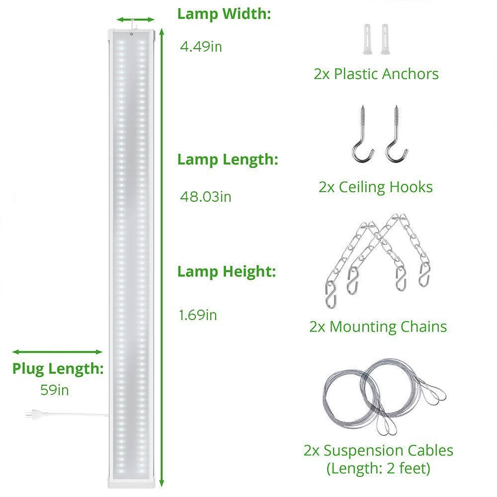 Sunco Lighting 10 Pack Flat Shop Light Utility Clear LED Fixture 40W 5000K, Daylight