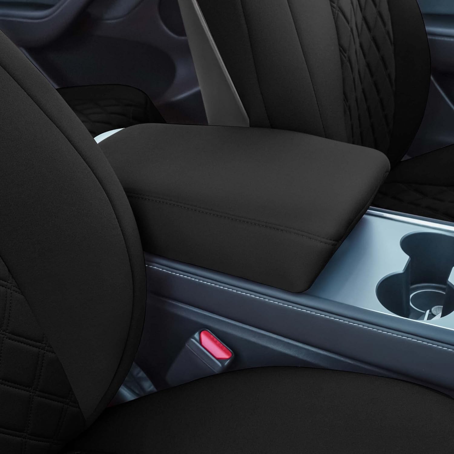 FH Group Custom Fit Seat Covers for Tesla Model Y Neoprene Water Resistant Automotive Seat Covers - Full Set Black