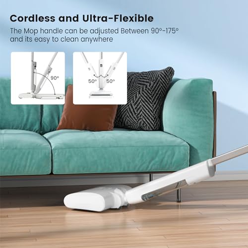 Electric Mop, Cordless Electric Mop for Floor Cleaning with Self Cleaning, Hard Floor Cleaner up to 60 mins, Dual Tank Tech, Self-Propelled, Rechargeable Floor Scrubber for Multi-Surface