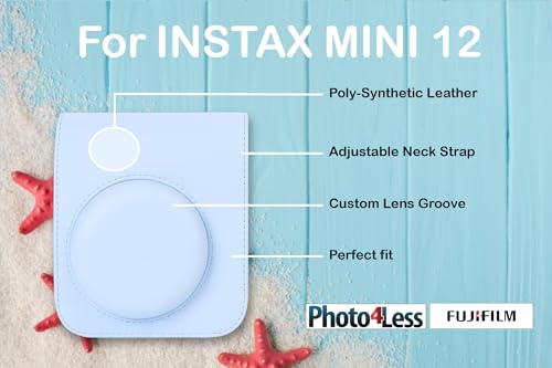 Fujifilm Instax Mini 12 Instant Film Camera Pastel Blue, Fujifilm Instax Mini Twin Pack Instant Film 20 Prints, Protective Case, Gift Bundle