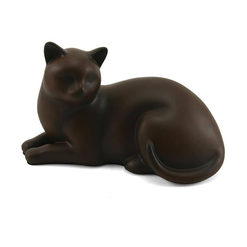 Polyresin Cremation Cat Urn - Extra Small 25 Pounds - Tabby Black Cozy Cat - Engraving Sold Separately, Size: Xs