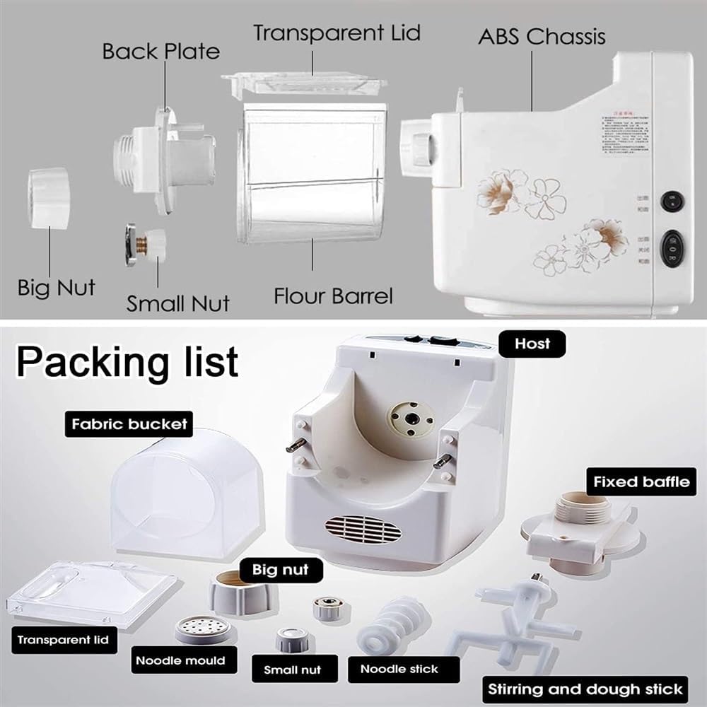 Electric Pasta Maker Machine,180W Pasta Extruder Noodle Rolling Machine Fully Automatic to Create Your Own Delicious Fresh Pasta Including Spaghetti,Noodles,Dumpling Skin and More
